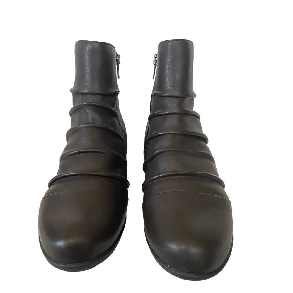 Drew Cologne Leather Ankle Boots Dark Brown Size 7M